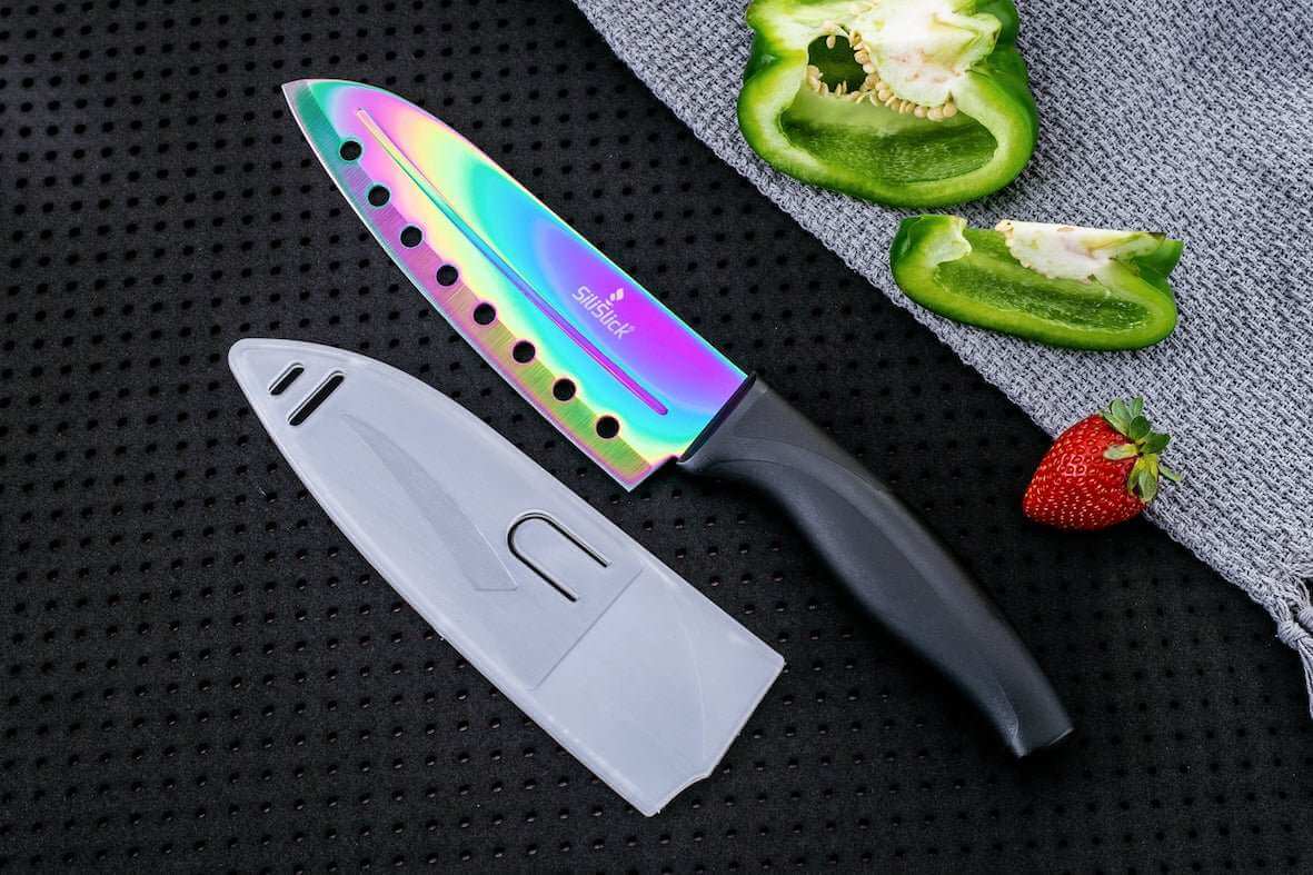Kitchen Knife Set Kit | Black Handle, Black Magnetic Rack & Sharpener